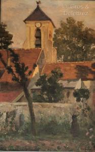 SYNAVE Tancrede 1860-1936,Cuillette devant le clocher du village,Gros-Delettrez FR 2022-09-29