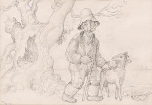SZABO Vladimir 1905-1991,Goat Shepherd,1976,Nagyhazi galeria HU 2023-12-12