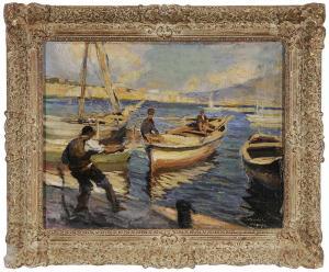 SZANTO Louis P 1889-1965,Boat Dock,Brunk Auctions US 2015-11-06