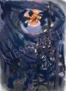 SZANTO Piroska 1913-1999,Flower Garden at Night (Red Moon),Kieselbach HU 2023-05-22