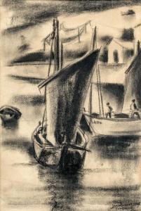 SZANTRUCSEK Jeno 1903-1965,Sailing boats,Nagyhazi galeria HU 2021-02-25