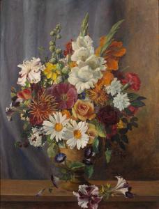 SZCZESNY KWARTA Feliks,Still life - an earthenware vase of mixed flowers ,Mallams 2023-10-18