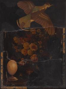 SZEMADAM György 1947,Old Painting with Bird,Pinter HU 2023-10-04