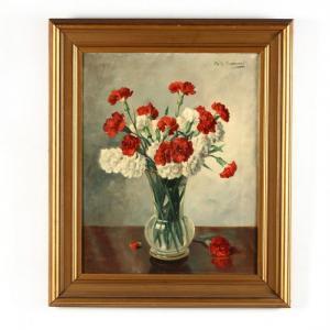 SZEMEREI Bela M 1900-1900,Red & White Carnations,Leland Little US 2019-08-10