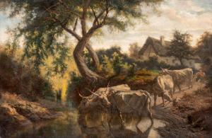 SZEMLER Mihaly 1833-1904,Oxen at the watering hole,,1880,Nagyhazi galeria HU 2023-12-12