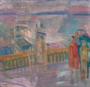 SZENTIVANYI Lajos 1909-1973,After rain on the Margaret bridge,Pinter HU 2022-01-16