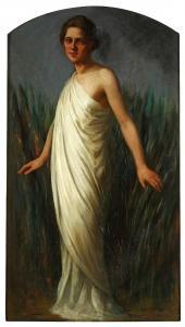 SZERMENTOVSKI Joseph,A woman in classical dress walking in long grass,1874,Bonhams 2014-05-14