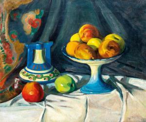 SZIGETI Jeno 1881-1944,Asztali csendélet almákkal,Nagyhazi galeria HU 2022-05-26