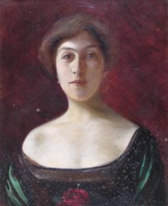 SZILAGYI Eugenie,Portrait of a woman holding a rose,1917,Woolley & Wallis GB 2012-12-12