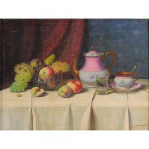 SZILAGYI Jolán 1895-1971,Nature morte aux raisins et à la théière,Herbette FR 2015-07-26