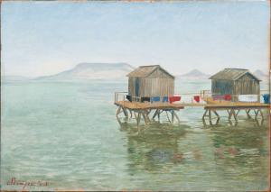 SZINYEI Merse Félix 1817-1875,Balaton Bathhouses,1917,Nagyhazi galeria HU 2016-05-31