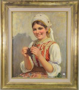 SZOLLOSY Ianos 1884,Portrait de jeune fille aux raisins,Rops BE 2015-06-21
