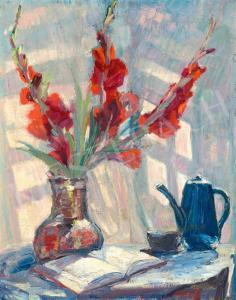SZOLNAY Sándor 1893-1950,Lights Creeping Through the Window (A Cup of Tea),Kieselbach HU 2022-10-14