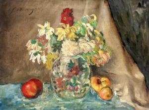 SZOLNAY Sándor 1893-1950,Still life with flowers and fruit,Nagyhazi galeria HU 2021-02-25