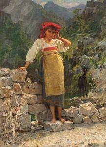 SZYNDLER Pantaleon 1846-1905,A happy shepherdess from Picinisco near Naples,Desa Unicum 2022-12-15