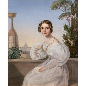 TÖRMER Benno Friedrich 1804-1859,Jeune fille sur une terrasse à Rome,1830,Tajan FR 2017-12-19