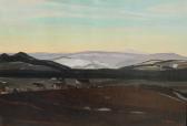 TÜRCKE Franz Theodor 1877-1957,Panoramic Landscape with Sun Rising over Village,Burchard 2013-03-24