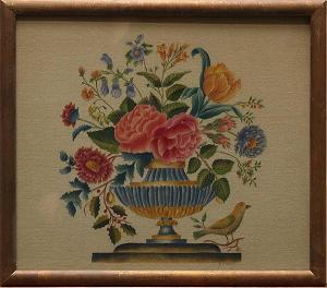 T FIRMIN Esthere,Roses with Bird Still Life and Fruit Basket Still ,Clars Auction Gallery 2013-03-16