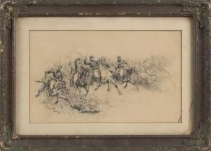 TABER Isaac Walton 1860-1933,Cavalry charging into battle,Eldred's US 2021-11-18