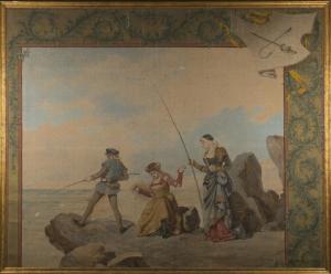 TABERNER Y MONTALVO Luis 1844-1900,Three Figures in Medieval Costume fishing o,1898,Tooveys Auction 2016-09-07