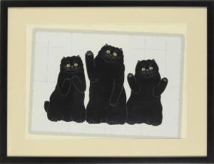 TADASHIGE Nishida 1943-1900,Three Cats,Clars Auction Gallery US 2021-08-14