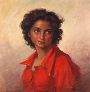 TAFURI Clemente 1903-1971,Ritratto di giovanetta in camicia rossa,1915,Antonina IT 2006-02-10