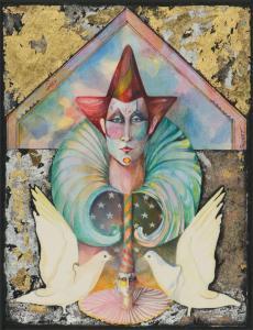 TAGGART Elizabeth 1943,PIERROT WITH DOVES,Ross's Auctioneers and values IE 2024-04-17