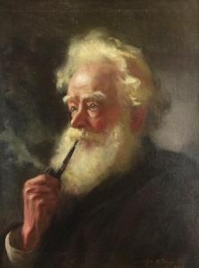 TAGGART George Henry 1865-1924,Portrait of an elderly gentleman with a pipe,1908,Halls GB 2018-03-21