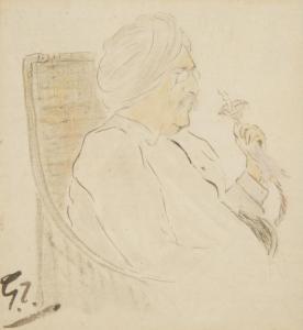 TAGORE Gaganendranath 1867-1938,Portrait of a man smoking a hookah,Shapiro Auctions US 2024-01-27