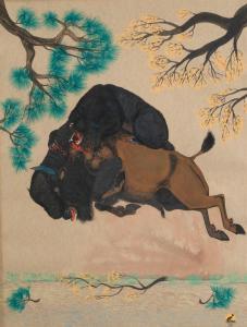 TAHOMA Quincy 1921-1956,Buffalo, Bull, and Bear,1945,Santa Fe Art Auction US 2023-11-10
