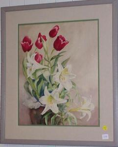 TALBOT Grace Helen 1901-1971,Still life of Easter lilies and red tulips,Winter Associates 2009-09-14