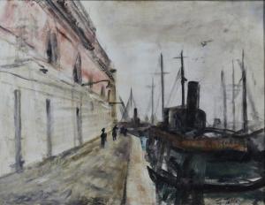 TALLONE Guido 1894-1967,Veduta portuale con barca,Capitolium Art Casa d'Aste IT 2024-02-22