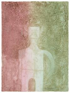 TAMAYO Rufino 1899-1991,Figura Sobre Fondo Rosa y Verde,1977,John Moran Auctioneers US 2024-04-23