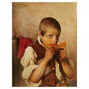 TAMBURINI Y DALMAU Jose Maria 1856-1932,Niño comiendo melón,Lamas Bolaño ES 2021-12-21