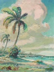 TAMME Heinar,Florida Beach Scene with Palm,1954,Burchard US 2010-12-12