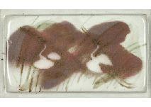 TAMURA Maki 1974,Porcelain plaque depicting heron,Mainichi Auction JP 2019-06-15