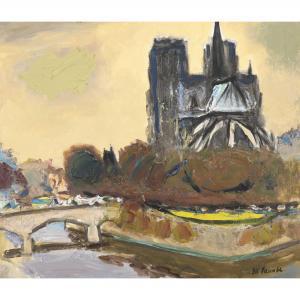TANABE Miematsu 1897-1971,LATE AUTUMN IN NOTRE DAME,New Art Est-Ouest Auctions JP 2023-11-25