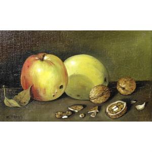 TANGUY Richard 1937,a still life study depicting apples and walnuts,Fellows & Sons GB 2022-09-14