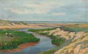 TANNÆS Marie 1854-1938,Coastal landscape at summertime,Bruun Rasmussen DK 2021-06-28
