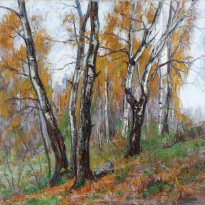 TANNAES Marie 1854-1939,Autumn forest with birch trees,Bruun Rasmussen DK 2015-05-11