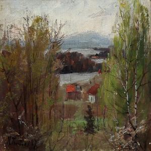 TANNAES Marie 1854-1939,Landscape with a fiord, Norway,1887,Bruun Rasmussen DK 2015-03-09