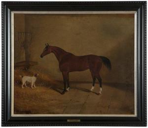 TANNER Charles,Portrait of an Arabian horse with a dog,1840,John Moran Auctioneers 2015-04-28