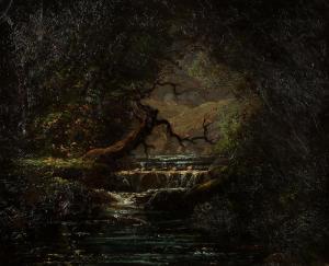 TANNER E,Stream in a dark forest interior,1889,John Moran Auctioneers US 2017-05-23