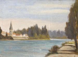 TANNEUR Desire 1900-1900,Eglise au bord de la rivière,Aguttes FR 2012-12-13