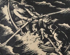 TANTTU Erkki 1907-1985,Figures in a Rowing Boat, in Storm Sea,,1936,John Nicholson GB 2019-10-02