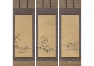 TANYU KANO 1602-1674,Triptych,Mainichi Auction JP 2023-03-03