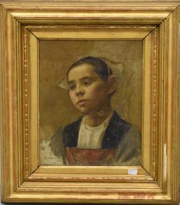 TAPISSIER Edmond 1861-1943,Portrait de jeune fille,Rops BE 2019-09-01