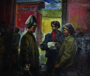 TARANENKO VALENTIN GRIGORIEVITCH,Steel Workers Receiving News in the ,1933,John Nicholson 2014-11-05