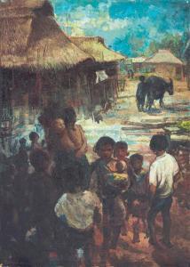 TARMIZI Itji 1935-2001,Children in the Village,1964,Borobudur ID 2014-11-09