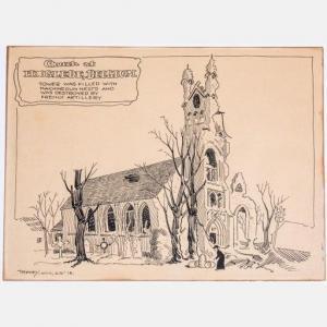 TASKEY Harry Leroy 1892-1958,Church at Hooglede, Belgium,Gray's Auctioneers US 2020-12-02